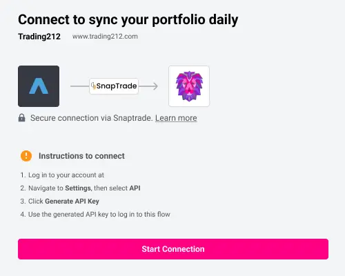 A step-by-step visual showing a user connecting a broker account. Include visuals of a user entering their credentials and a confirmation screen showing "Account Linked Successfully.