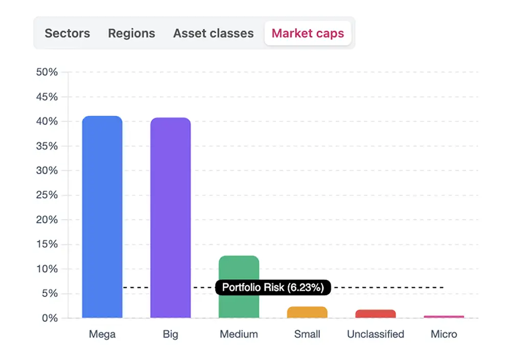 Bar chart showing portfolio risk allocation by market capitalization